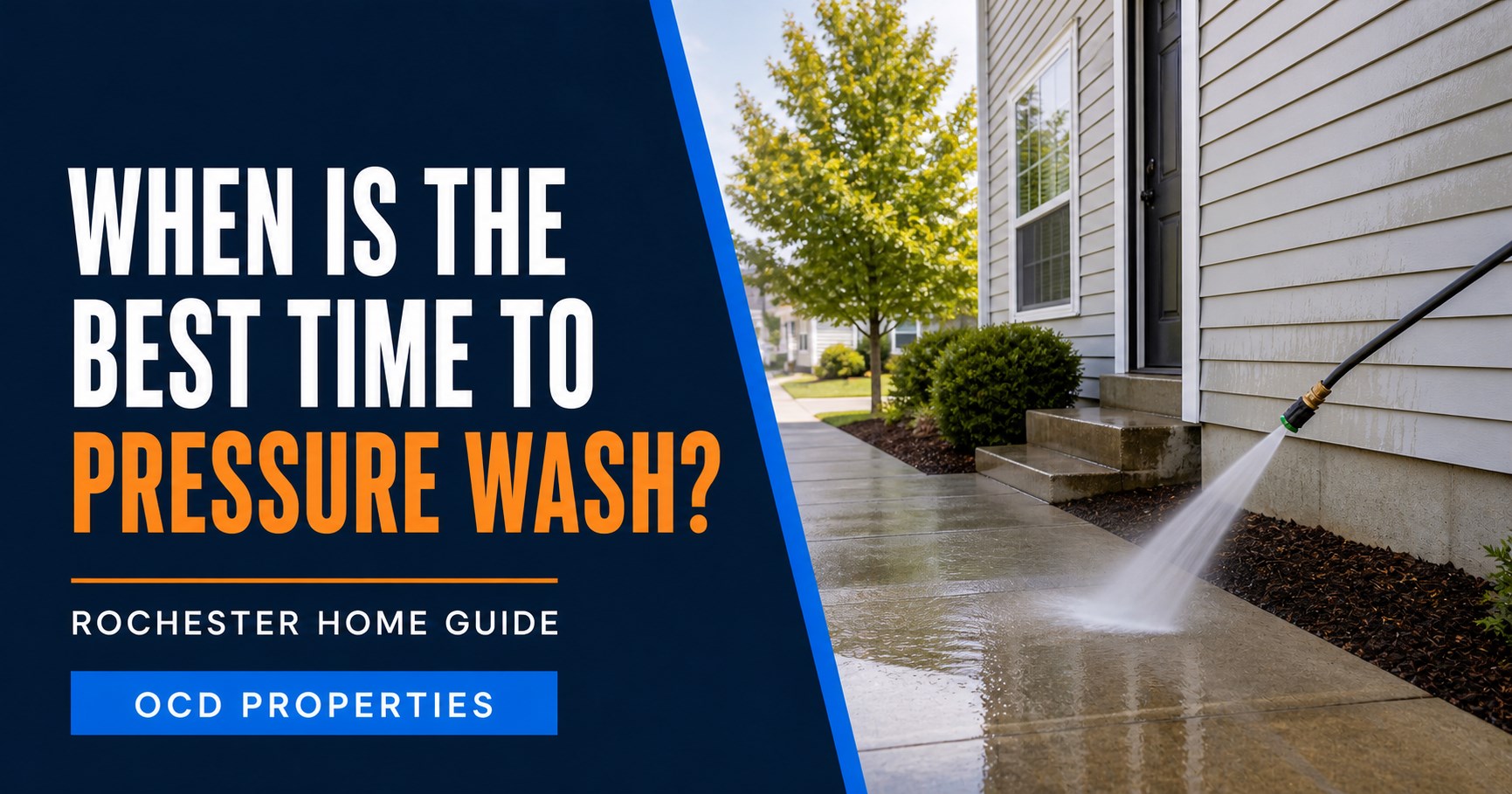 Exterior house and walkway cleaning at a Rochester area property