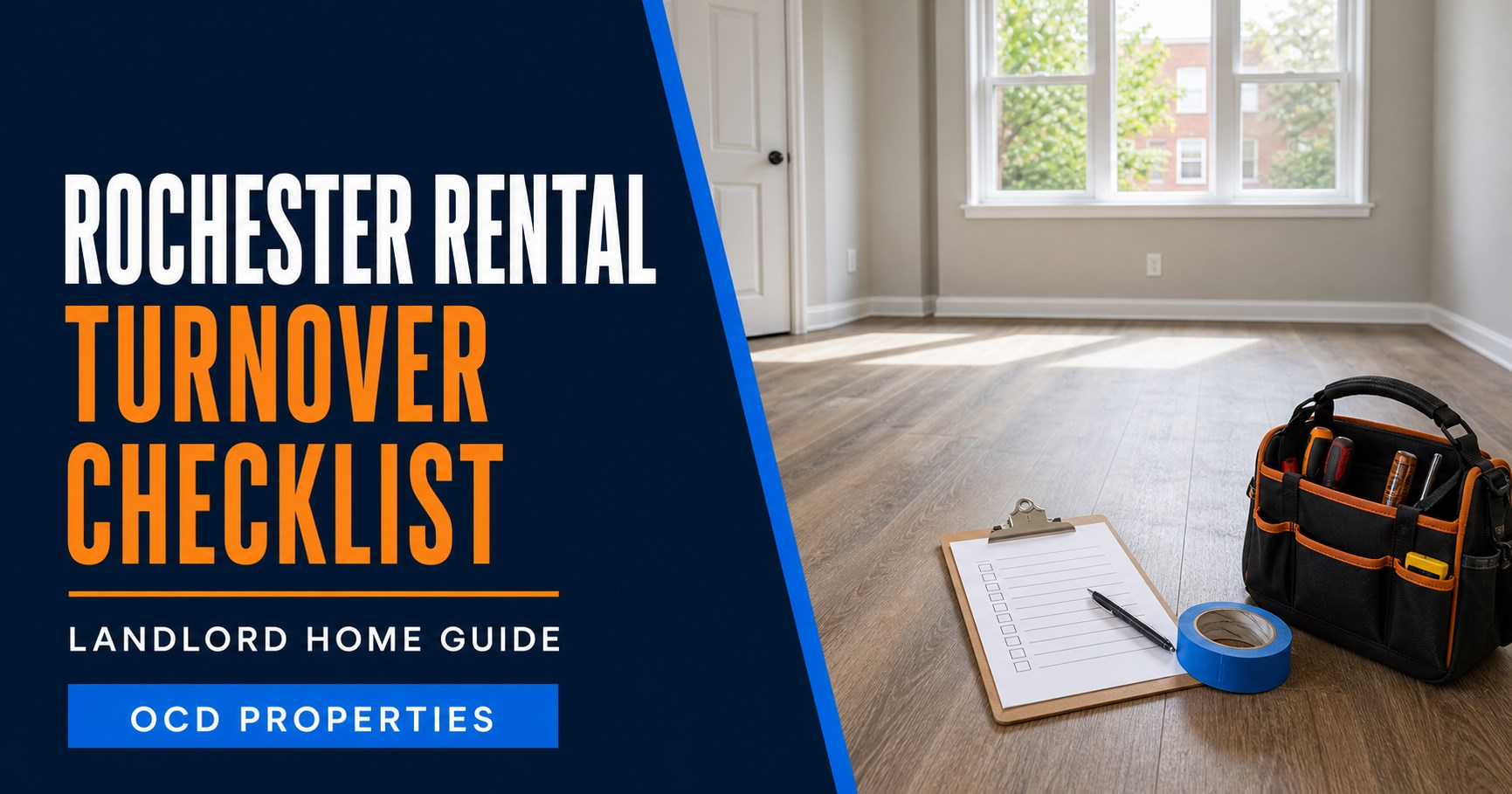 Empty Rochester rental being checked for turnover repairs and cleanup